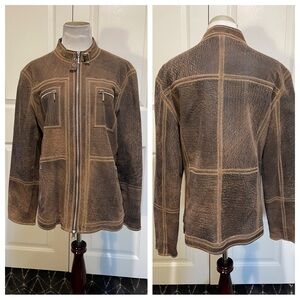 Schott NYC Womens Lightweight Sheepskin Leather Motorcycle Jacket Brown